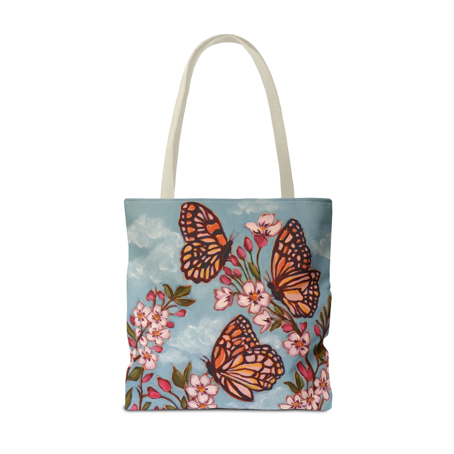 Monarch Blossom Tote Bag — Floral Butterfly All-Over Print