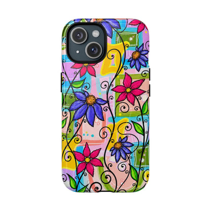 Magnetic Tough Phone Case — Colorful Floral Swirl Design