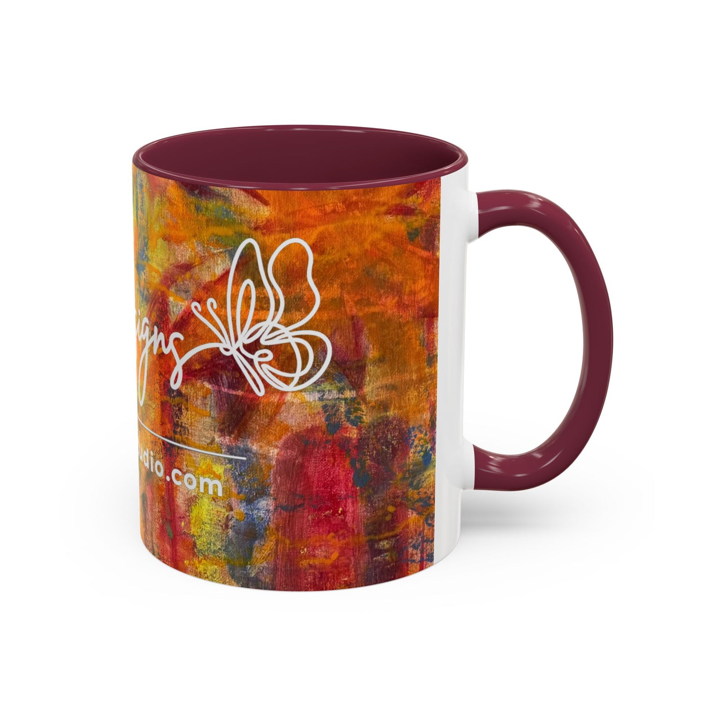 Colorful Abstract Art Mug (11oz & 15oz) — Hand-Painted Vibe, Logo Accent
