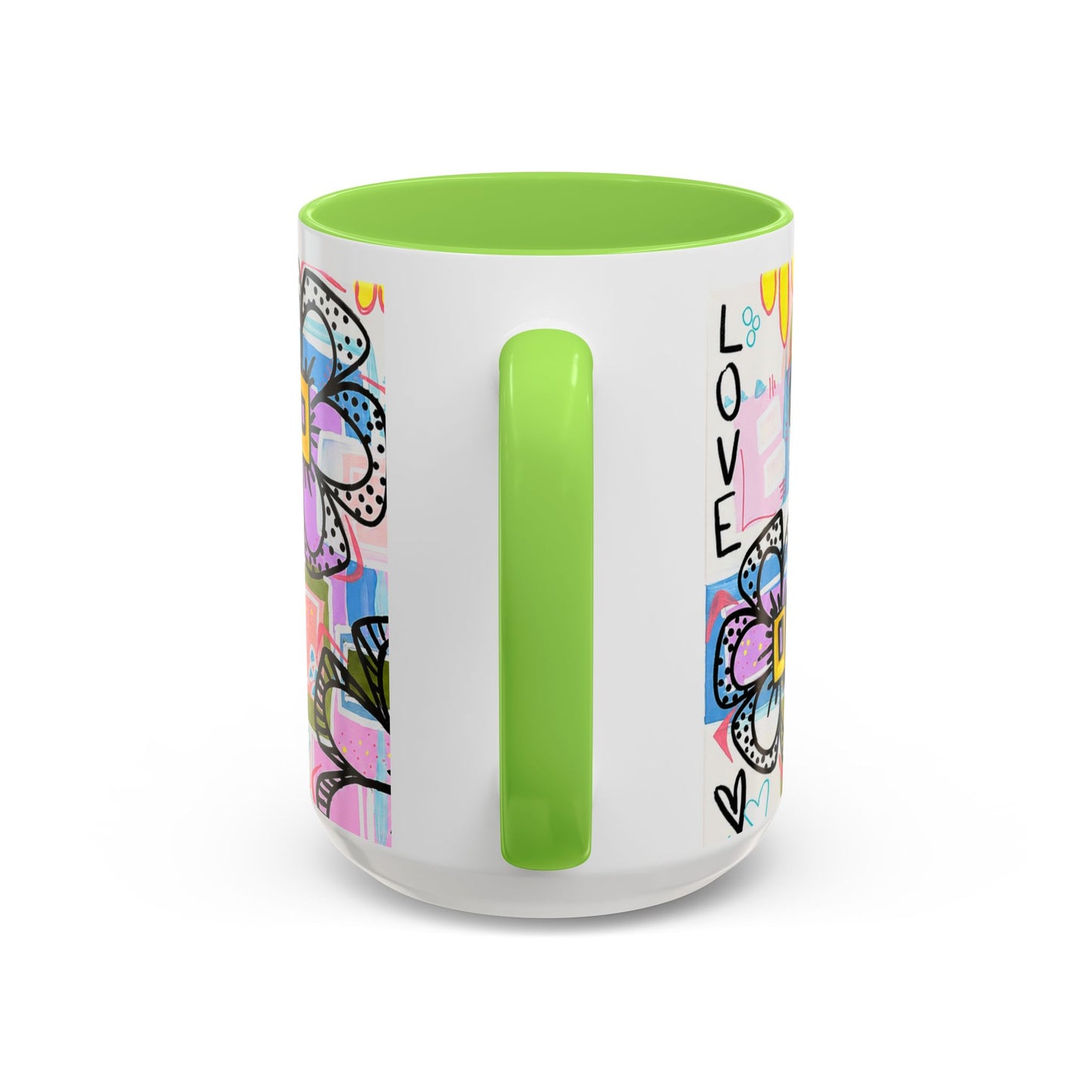 Colorful Floral Art Mug (11oz & 15oz) — Bright Hand-Drawn Flowers, Funky Pastel Coffee Cup