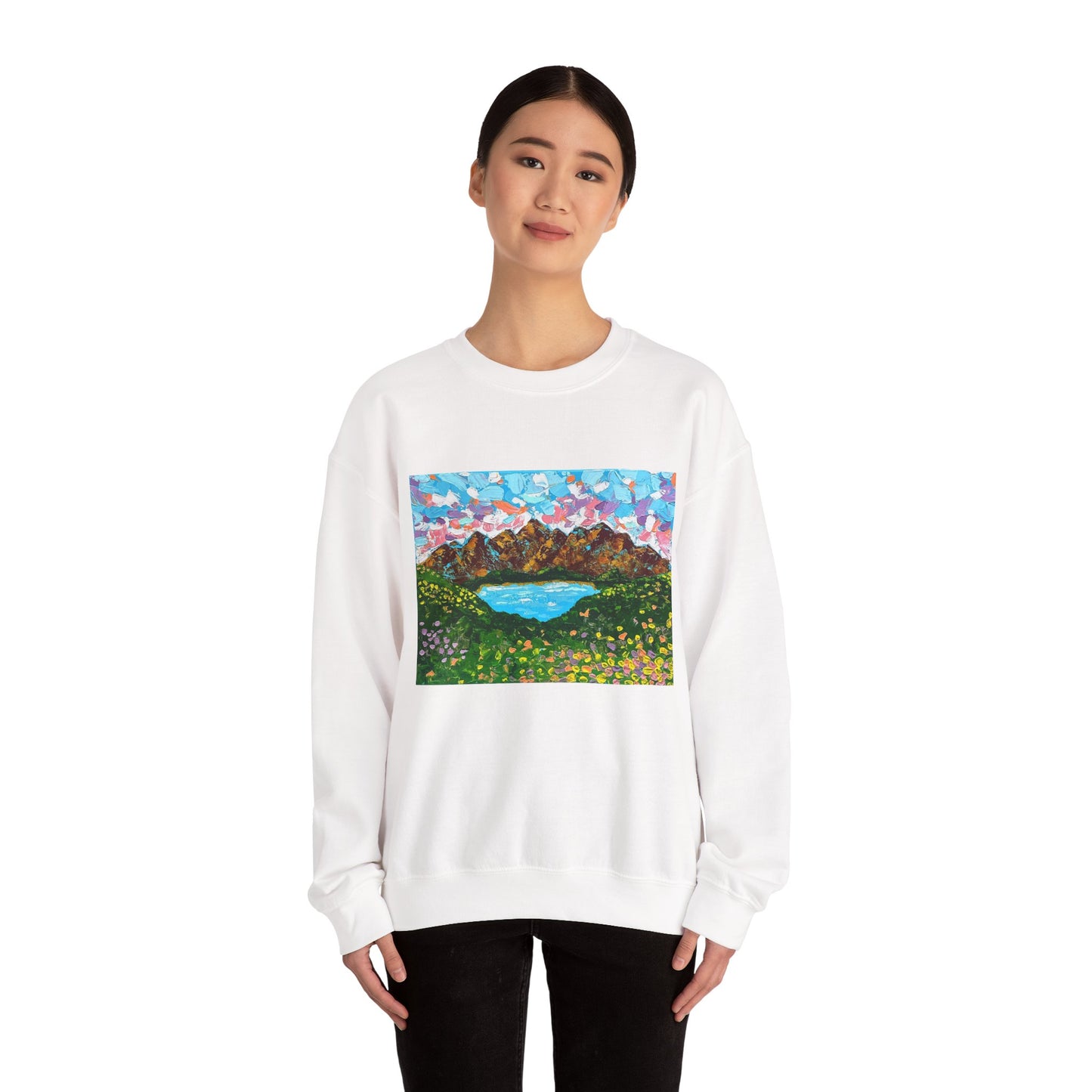 Colorful Mountain Landscape Sweatshirt - "Mountain Lullaby"