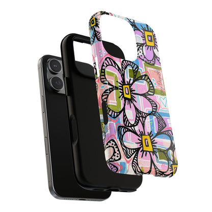Floral Pop Tough Magnetic Phone Case — Pink Hand-Drawn Daisies