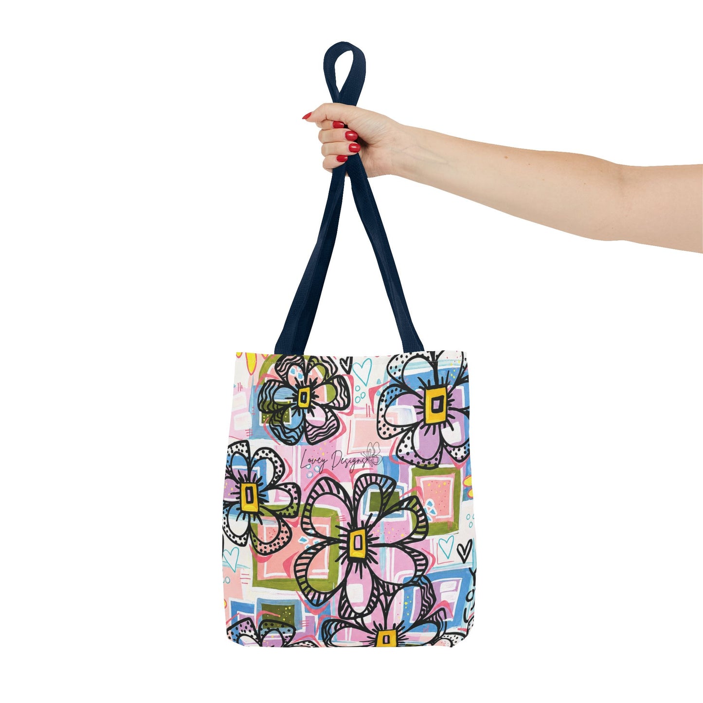 Floral Pop Art Tote Bag — Colorful Hand-Drawn Flowers AOP