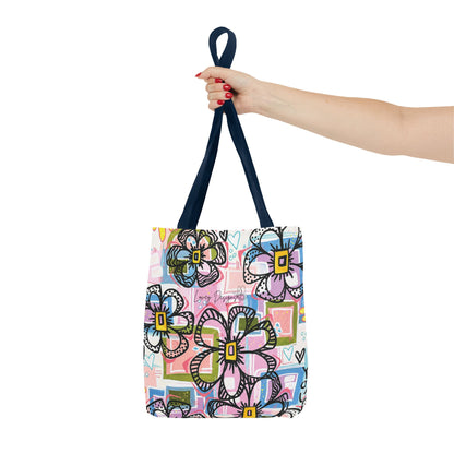 Floral Pop Art Tote Bag — Colorful Hand-Drawn Flowers AOP