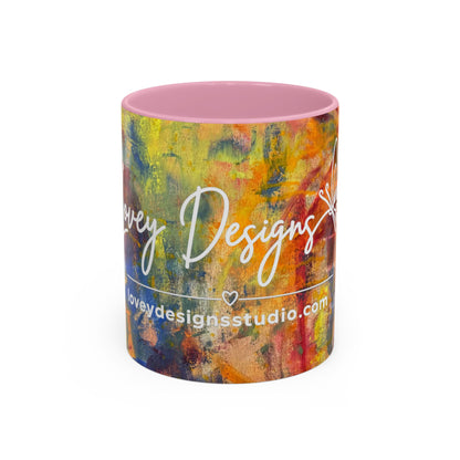 Colorful Abstract Art Mug (11oz & 15oz) — Hand-Painted Vibe, Logo Accent