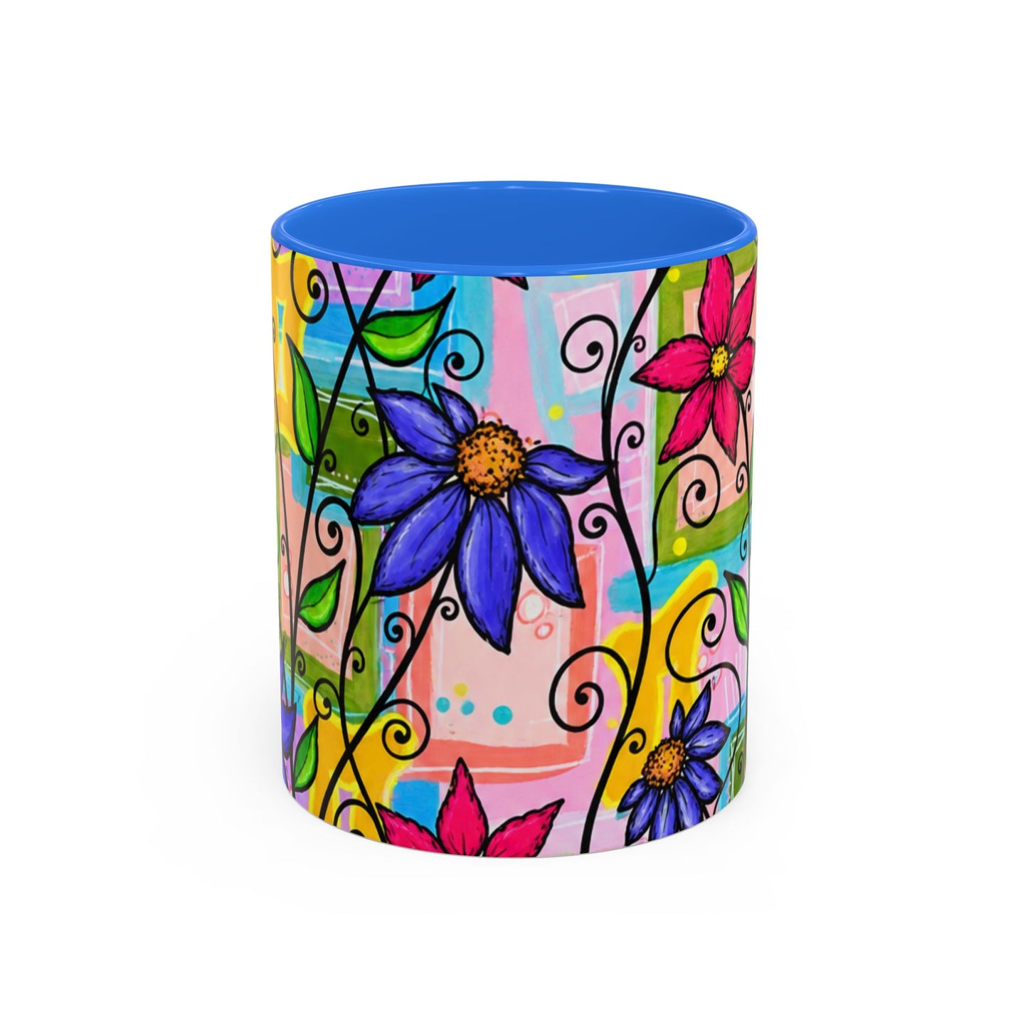 Colorful Floral Art Mug – Vibrant Hand-Painted Flowers (11oz, 15oz)