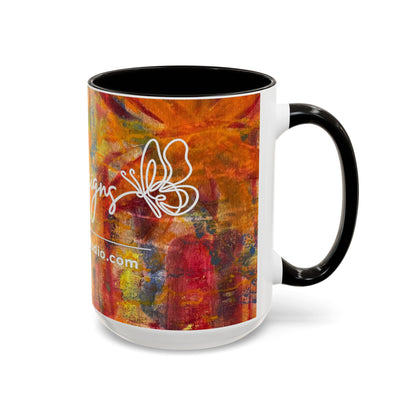 Colorful Abstract Art Mug (11oz & 15oz) — Hand-Painted Vibe, Logo Accent