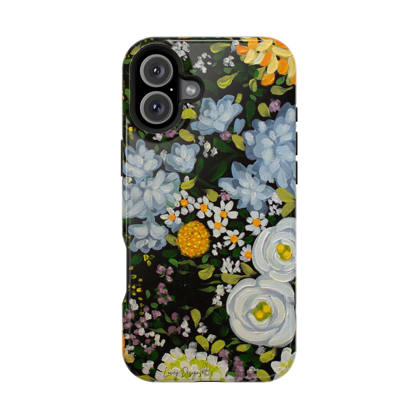iPhone 16 & iPhone 17 Case - Midnight Garden Floral Design - Magnetic Impact-Resistant