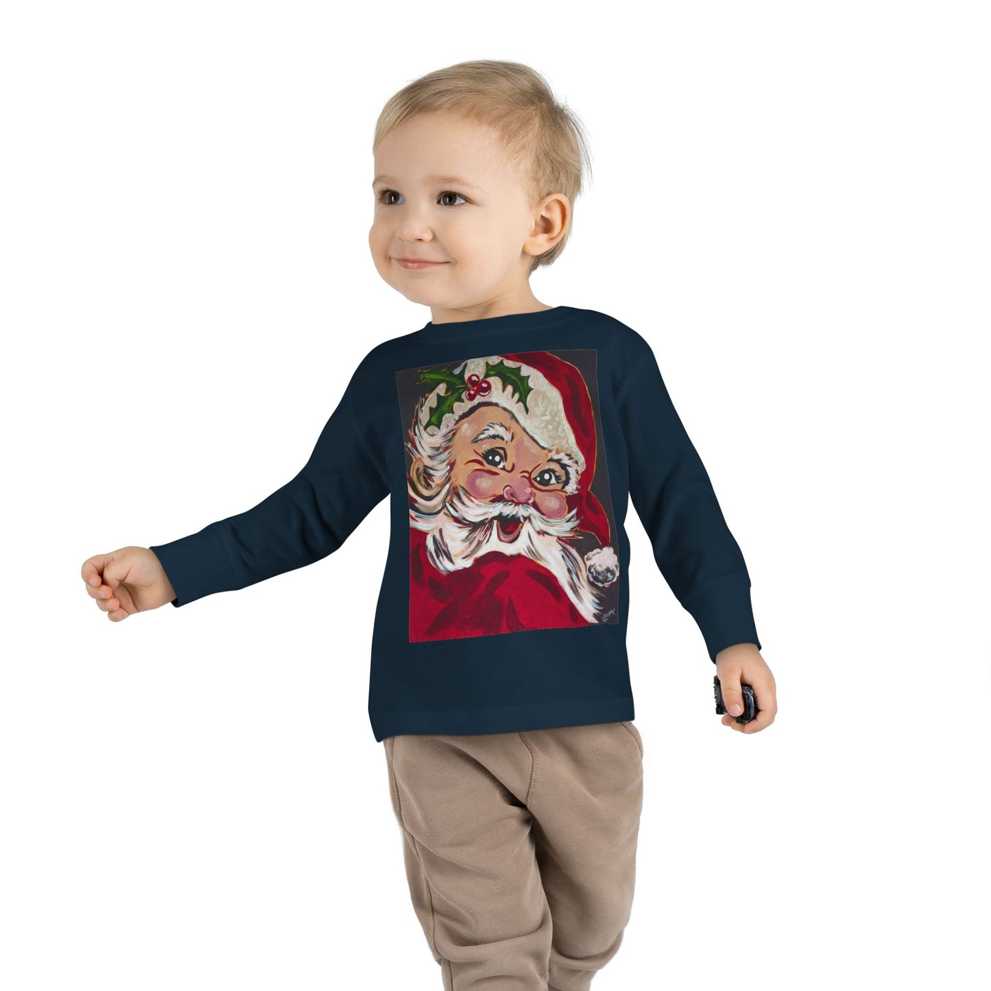 Vintage Santa Toddler Long Sleeve Tee — Kids Christmas Shirt