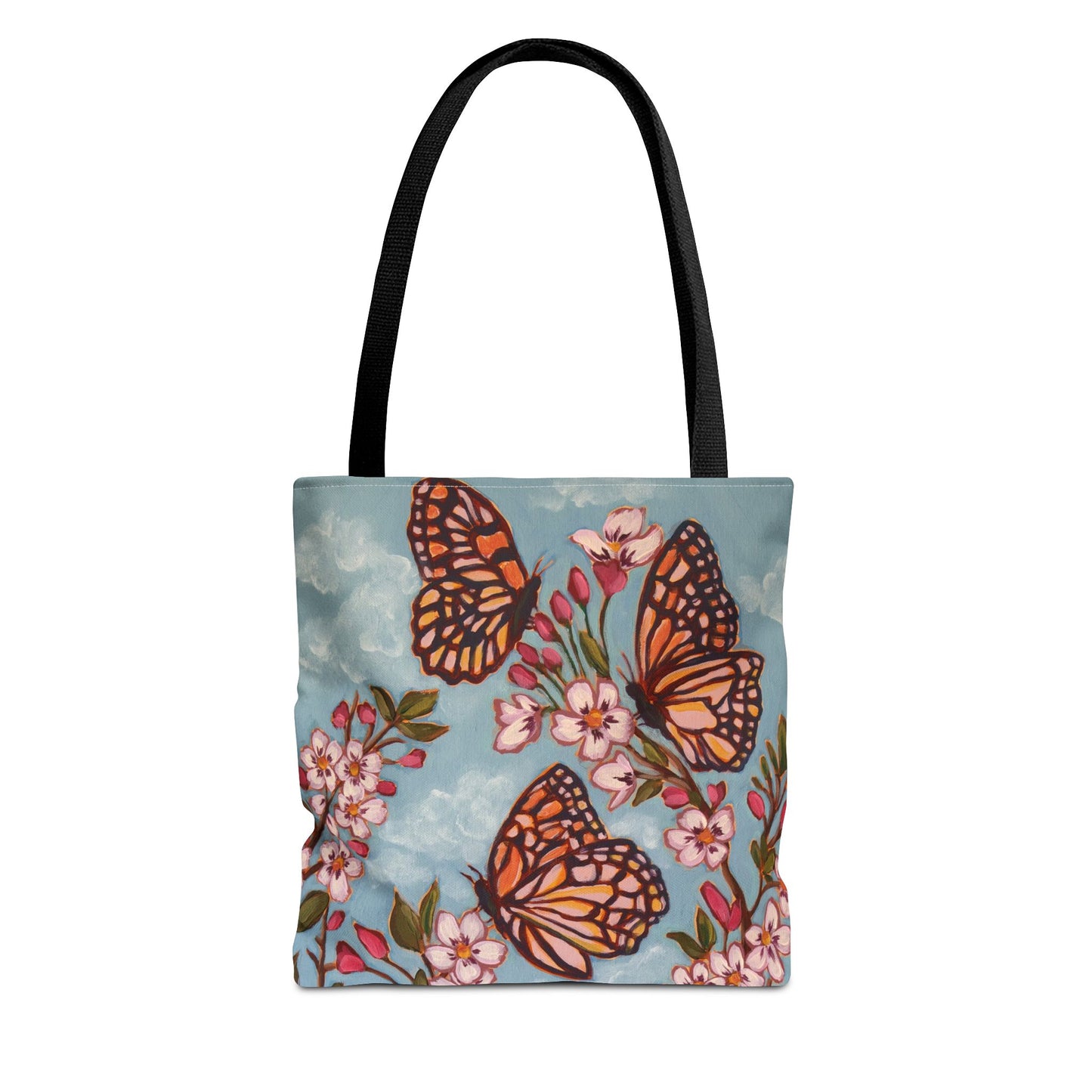 Monarch Blossom Tote Bag — Floral Butterfly All-Over Print