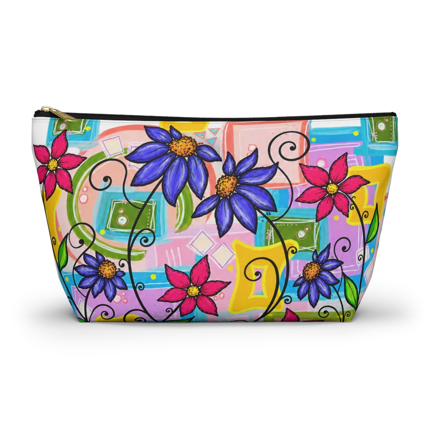 Colorful Floral Accessory Pouch — T‑Bottom Makeup & Travel Organizer
