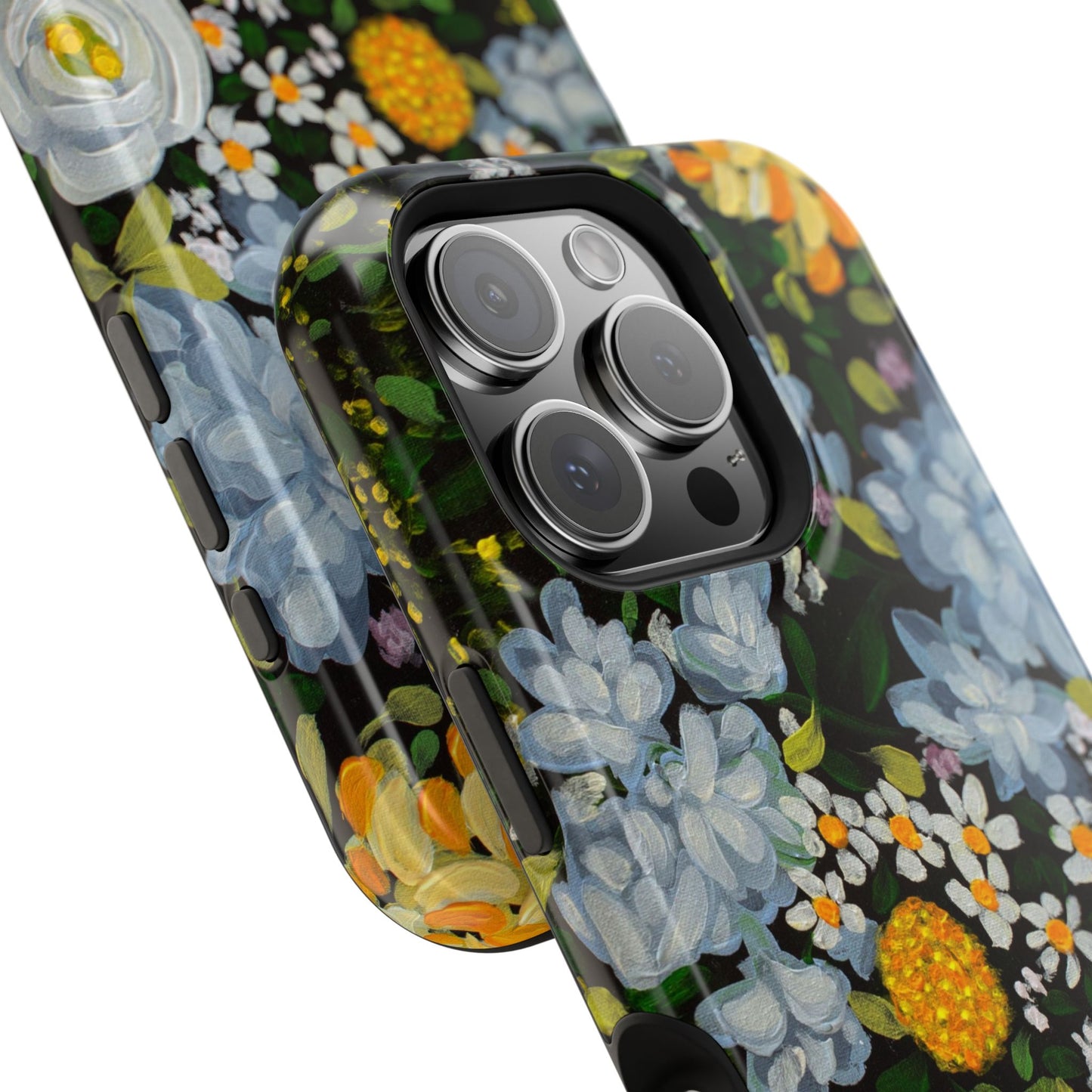 iPhone 16 & iPhone 17 Case - Midnight Garden Floral Design - Magnetic Impact-Resistant