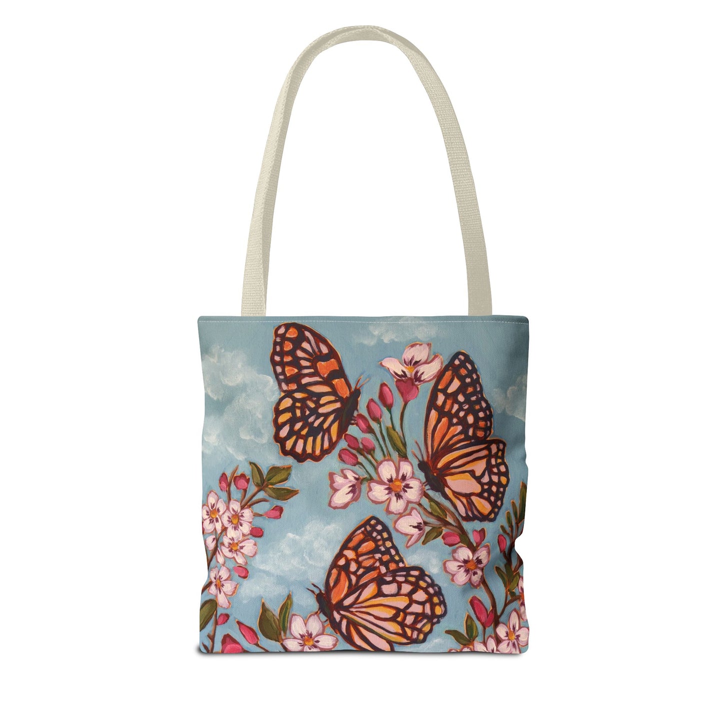 Monarch Blossom Tote Bag — Floral Butterfly All-Over Print