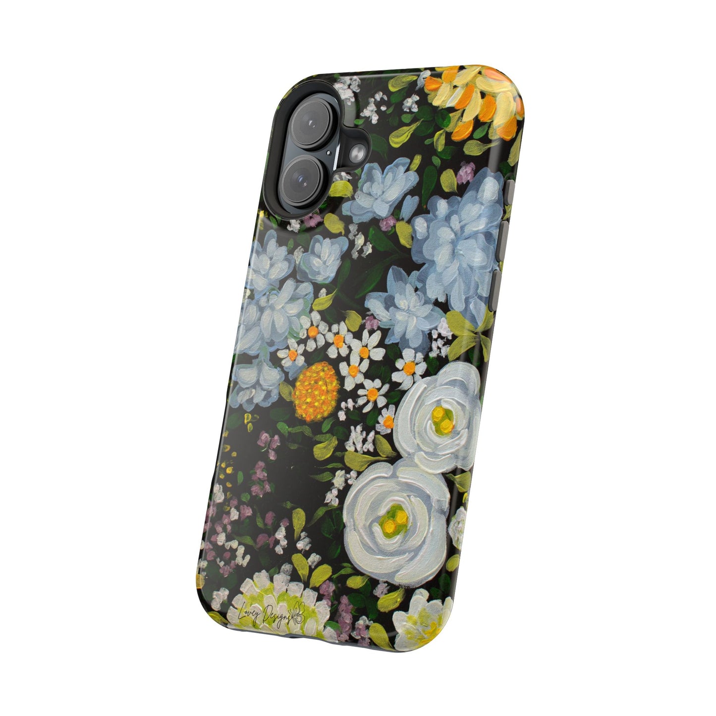 iPhone 16 & iPhone 17 Case - Midnight Garden Floral Design - Magnetic Impact-Resistant