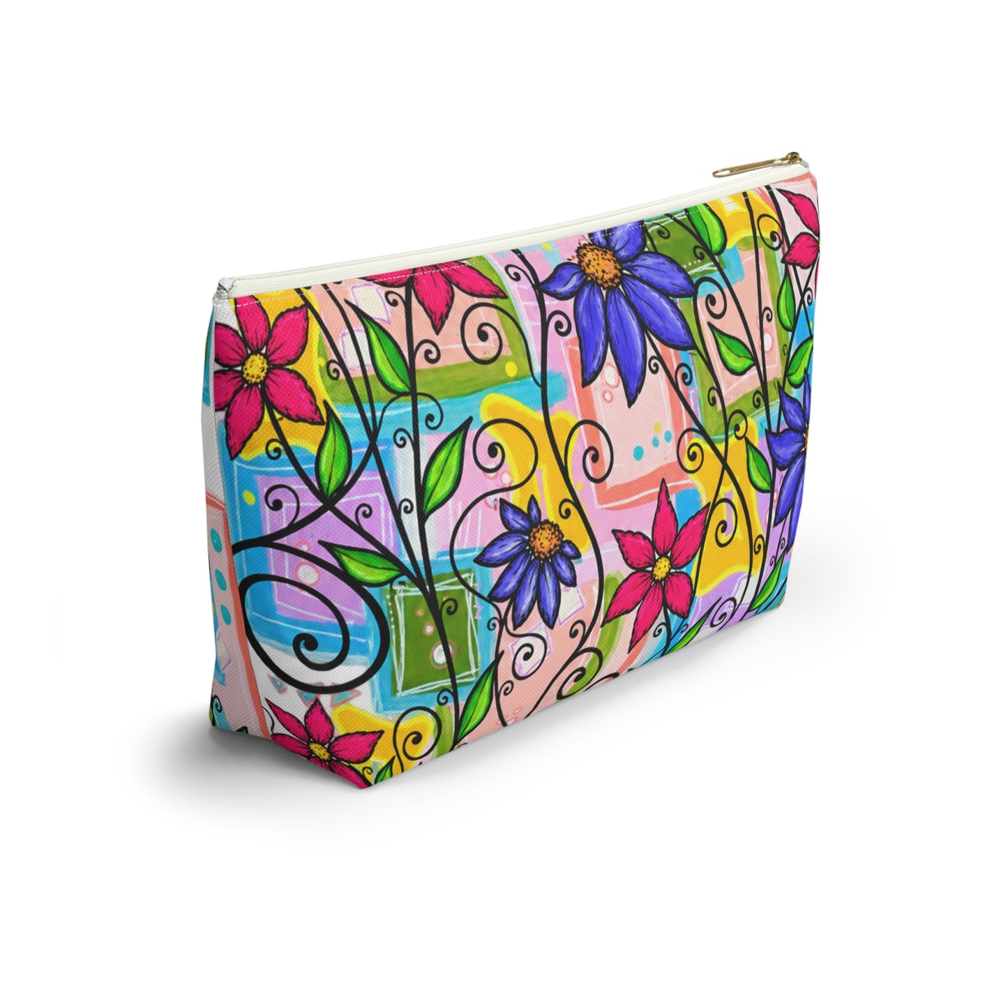 Colorful Floral Accessory Pouch — T‑Bottom Makeup & Travel Organizer