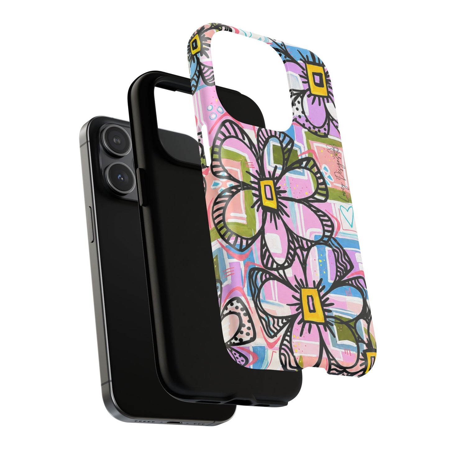 Floral Pop Tough Magnetic Phone Case — Pink Hand-Drawn Daisies