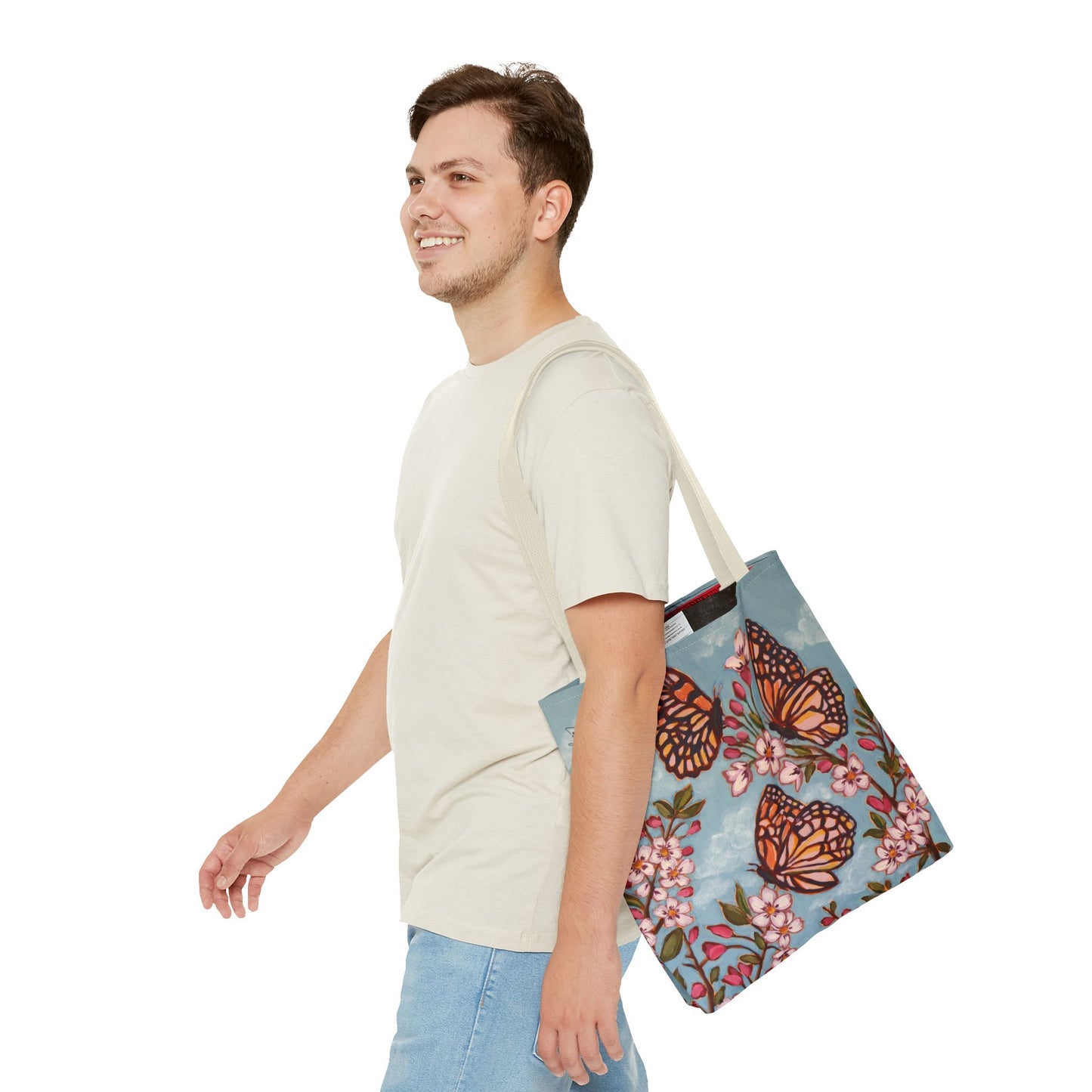 Monarch Blossom Tote Bag — Floral Butterfly All-Over Print