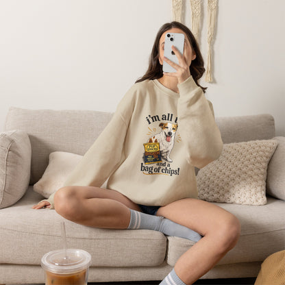 Dog Lover Sweatshirt - "I’m All That and a Bag of Chips" Cute Dog Graphic Crewneck