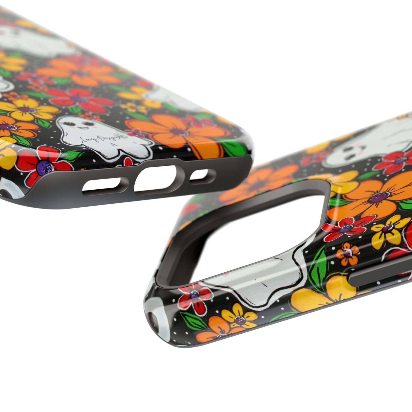 Halloween Phone Case with Ghosts and Flowers Design - Phone Case