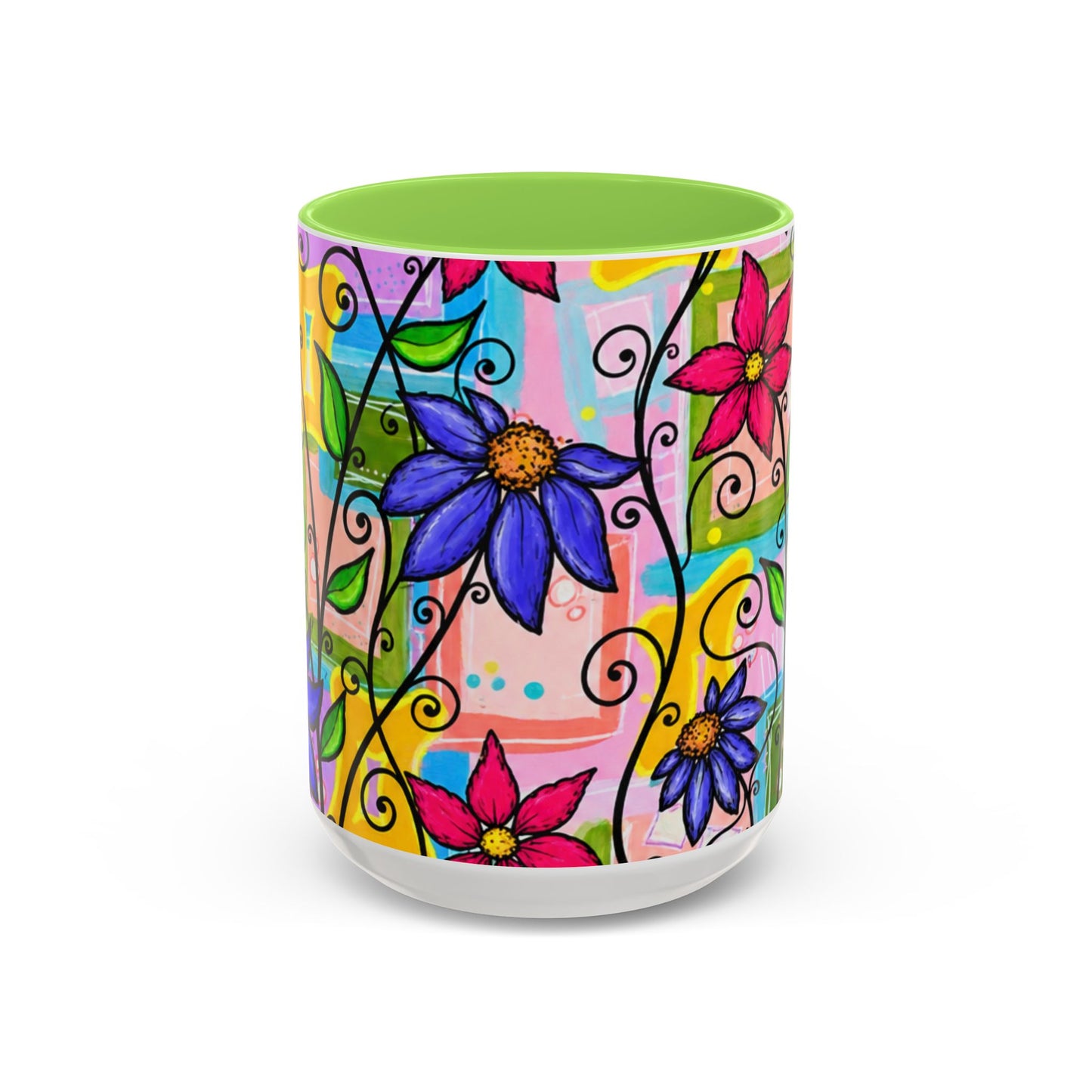 Colorful Floral Art Mug – Vibrant Hand-Painted Flowers (11oz, 15oz)