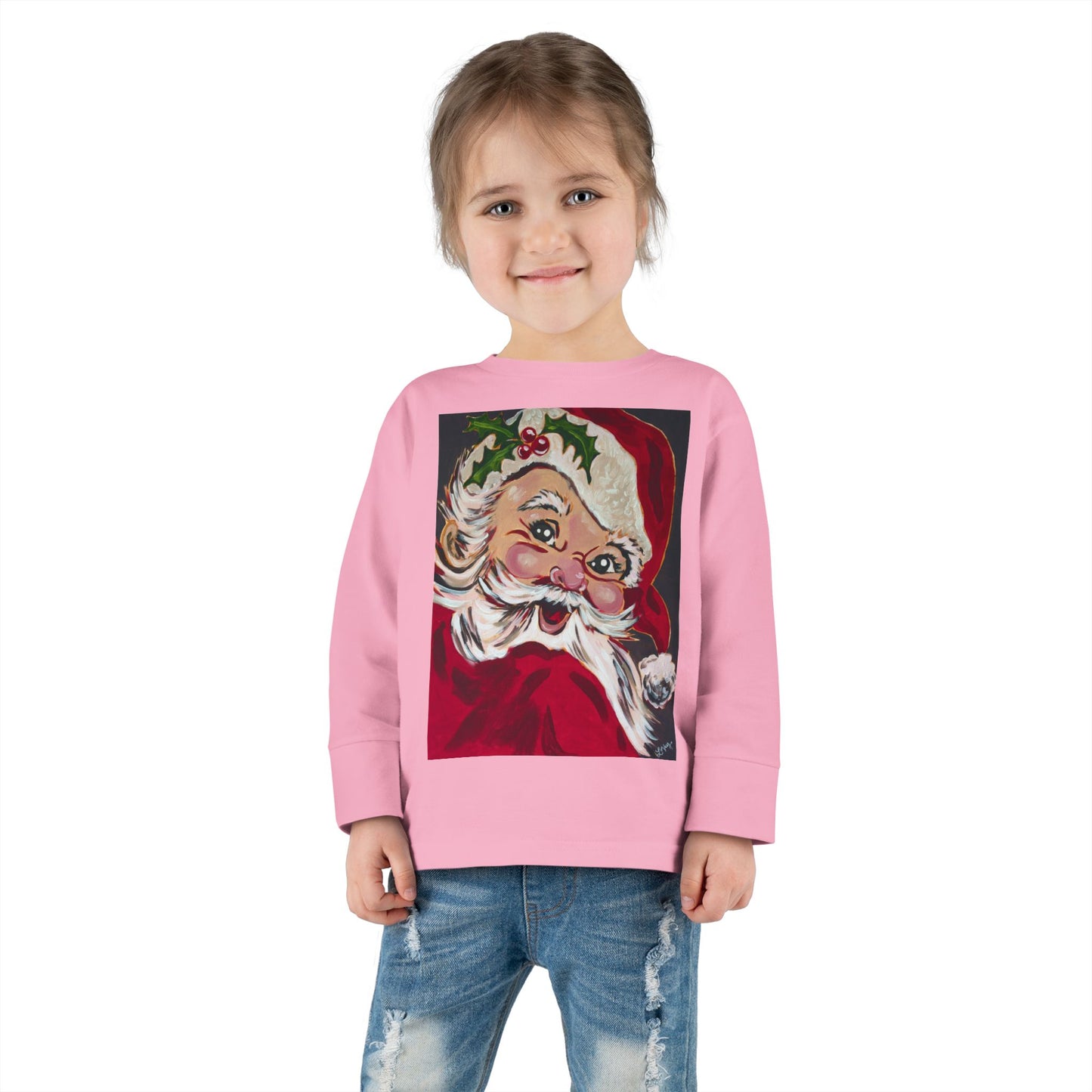 Vintage Santa Toddler Long Sleeve Tee — Kids Christmas Shirt