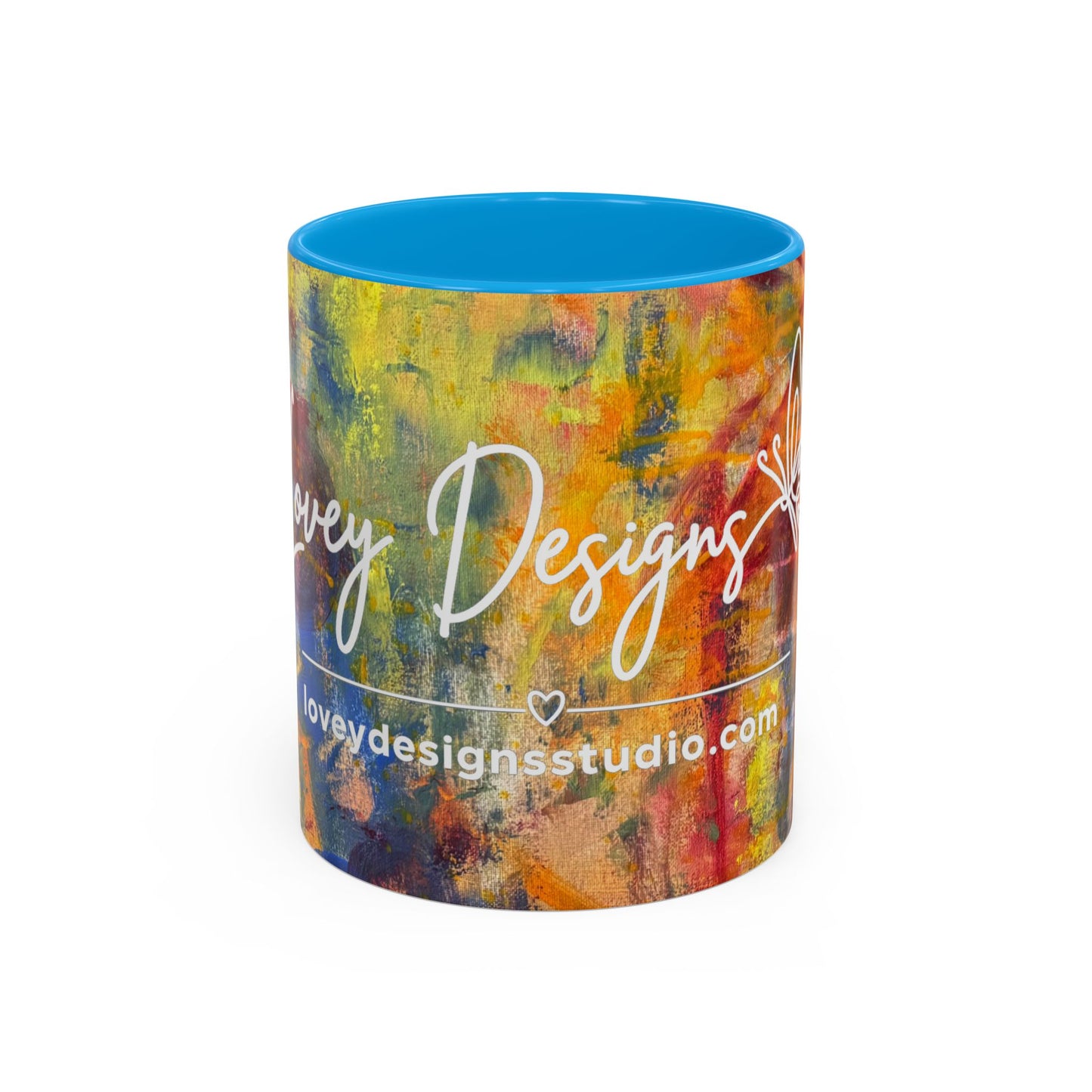 Colorful Abstract Art Mug (11oz & 15oz) — Hand-Painted Vibe, Logo Accent