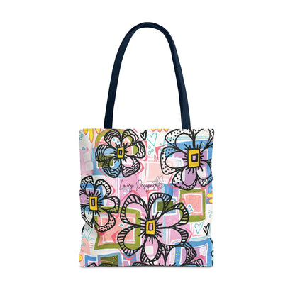 Floral Pop Art Tote Bag — Colorful Hand-Drawn Flowers AOP