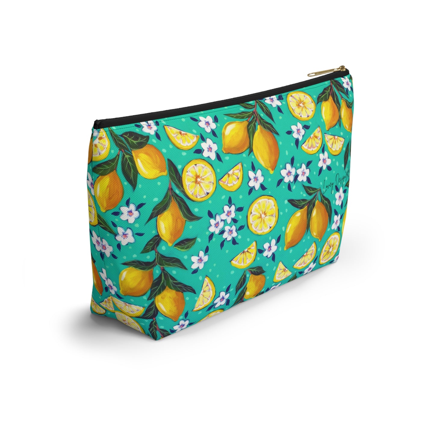 Lemon Blossom Accessory Pouch — T‑Bottom Cosmetic Bag