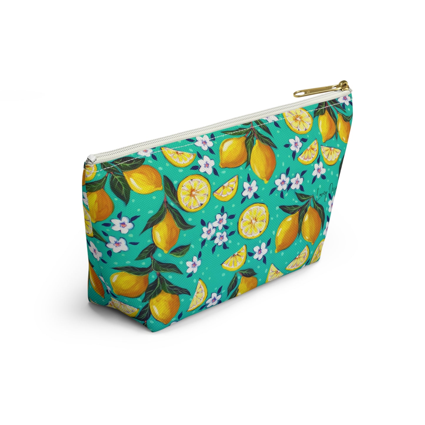 Lemon Blossom Accessory Pouch — T‑Bottom Cosmetic Bag