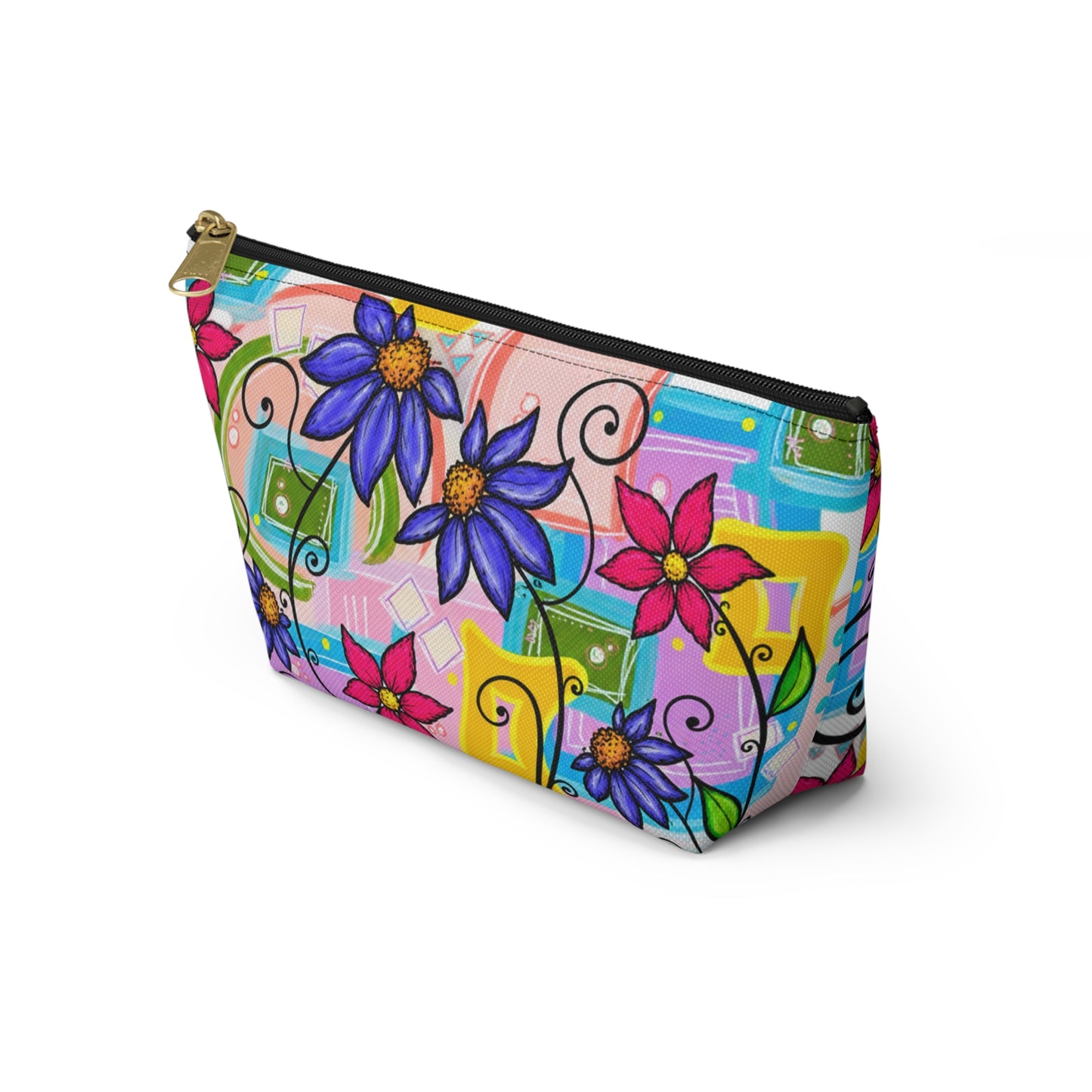 Colorful Floral Accessory Pouch — T‑Bottom Makeup & Travel Organizer