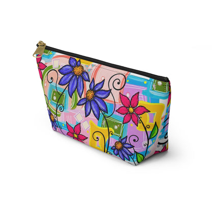Colorful Floral Accessory Pouch — T‑Bottom Makeup & Travel Organizer