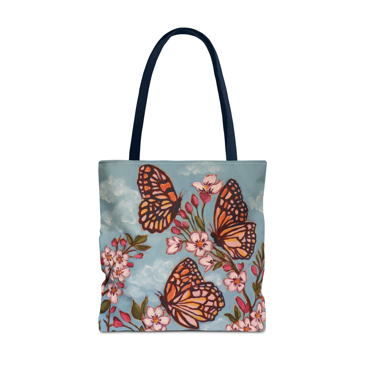 Monarch Blossom Tote Bag — Floral Butterfly All-Over Print