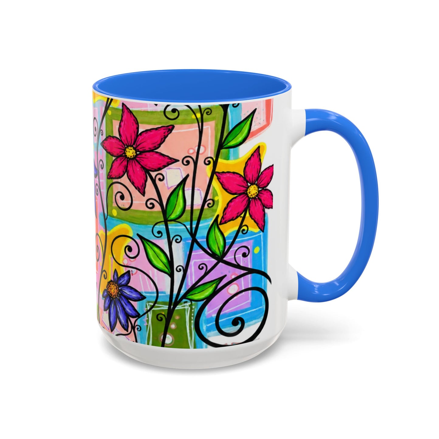 Colorful Floral Art Mug – Vibrant Hand-Painted Flowers (11oz, 15oz)