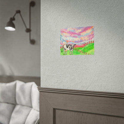 Pastel Cow Farm Art Print — Rolled Poster for Nursery & Home Decor