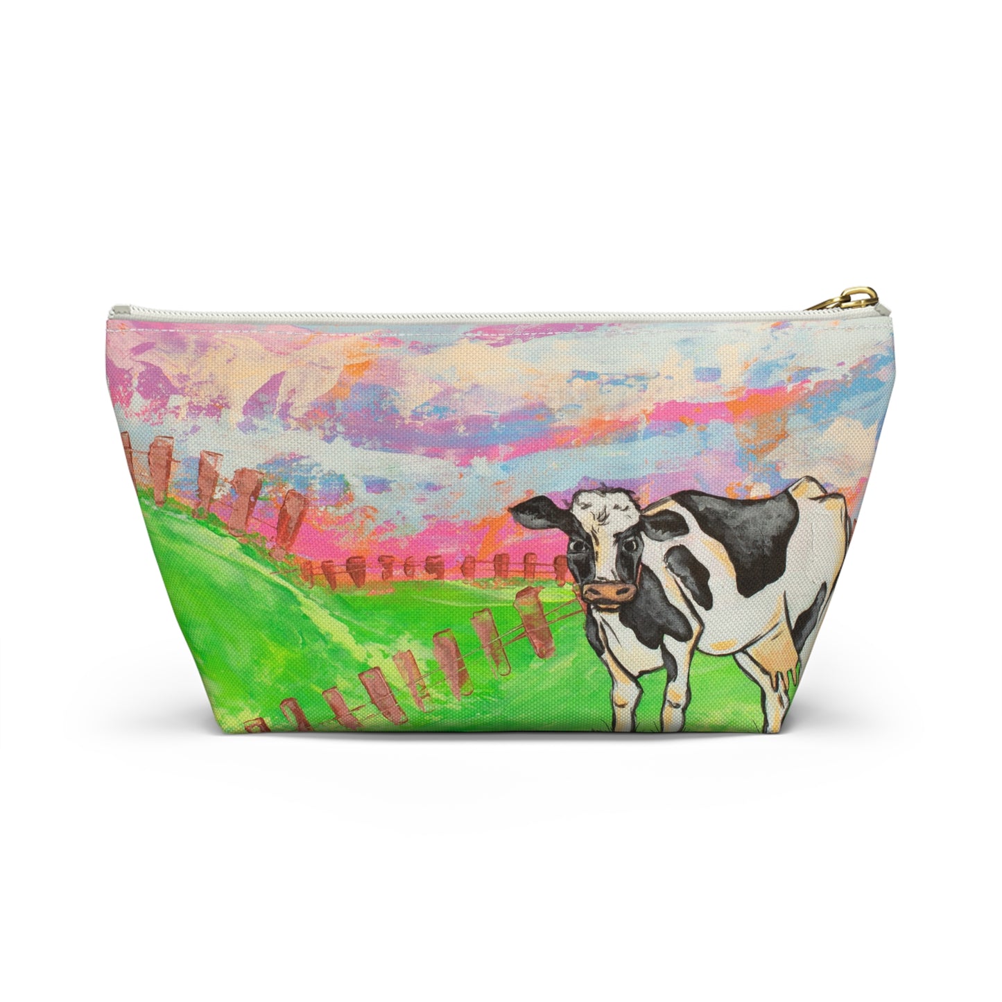 Cow Pasture Accessory Pouch — Colorful Farm Animal Makeup Bag