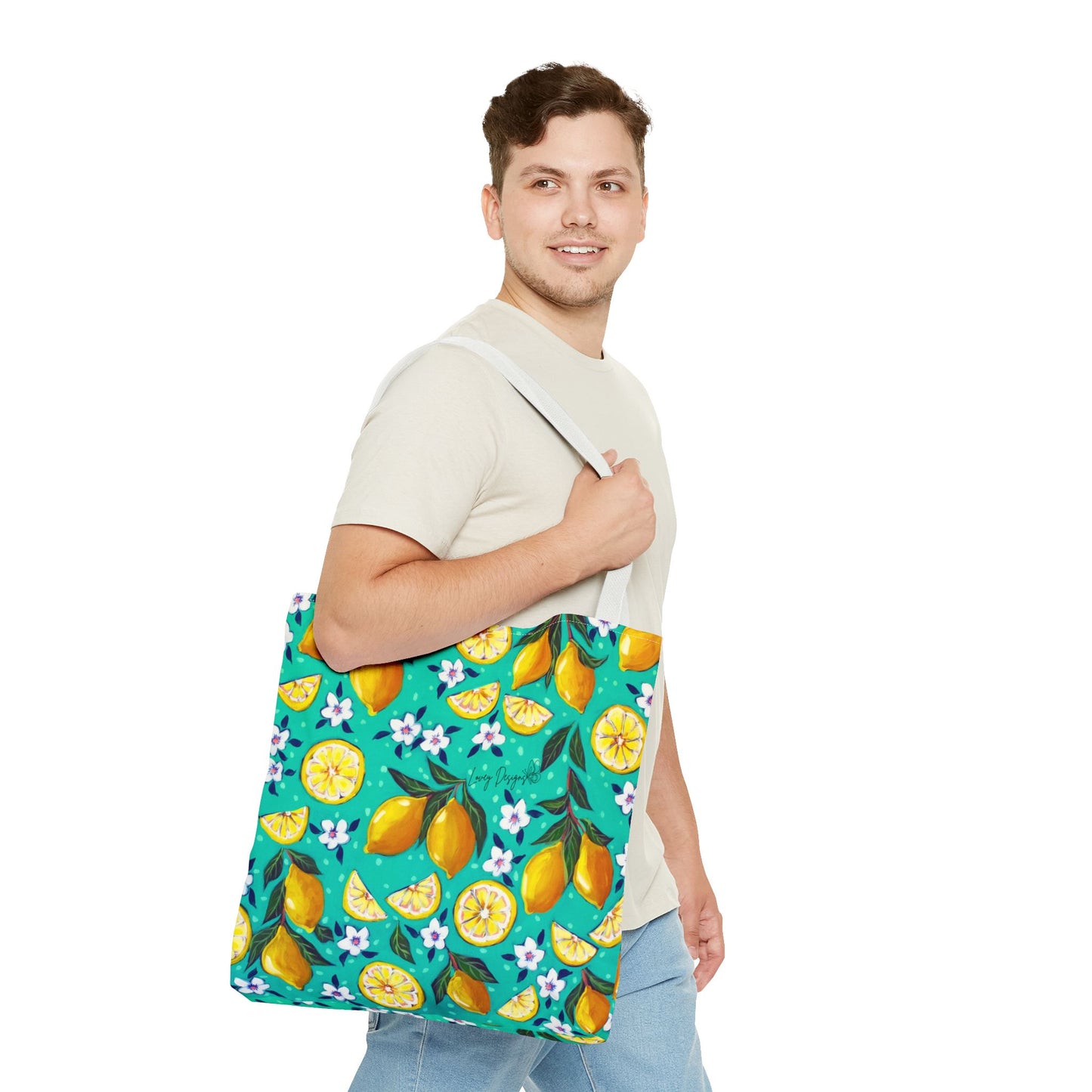 Lemon Blossom Tote Bag — Vibrant Citrus All-Over Print