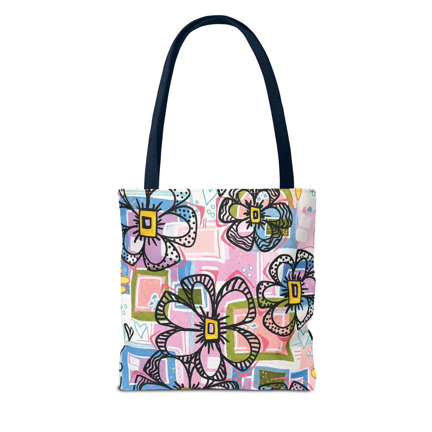 Floral Pop Art Tote Bag — Colorful Hand-Drawn Flowers AOP
