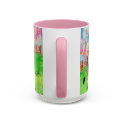 Colorful Cow Farm Art Mug (15oz) — Bright Pasture Ceramic Coffee Cup