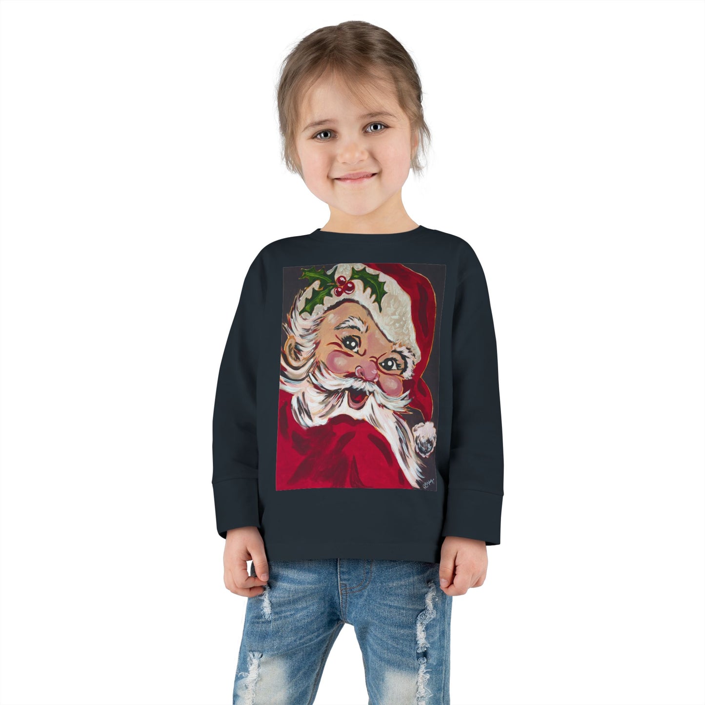 Vintage Santa Toddler Long Sleeve Tee — Kids Christmas Shirt