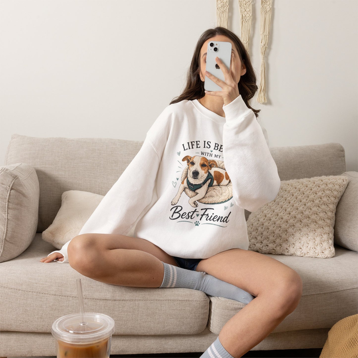 Sweatshirt – "Life Is Better With My Best Friend" Dog Lover Crewneck