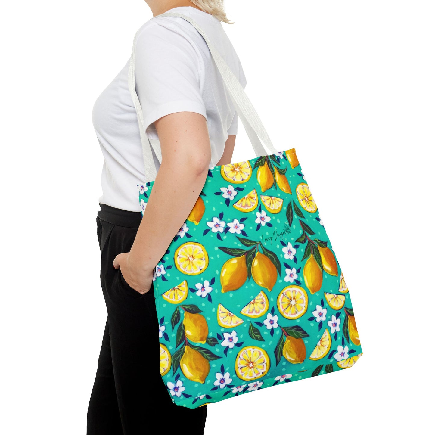 Lemon Blossom Tote Bag — Vibrant Citrus All-Over Print