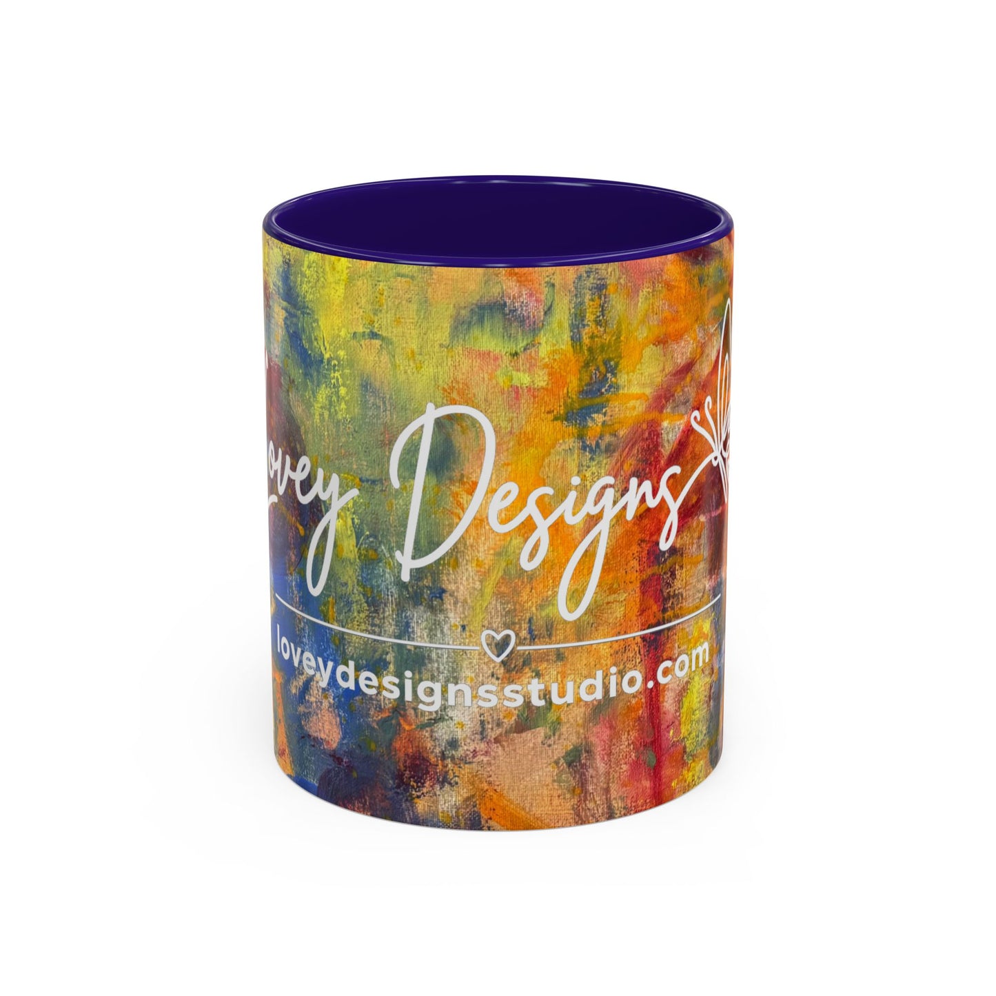 Colorful Abstract Art Mug (11oz & 15oz) — Hand-Painted Vibe, Logo Accent