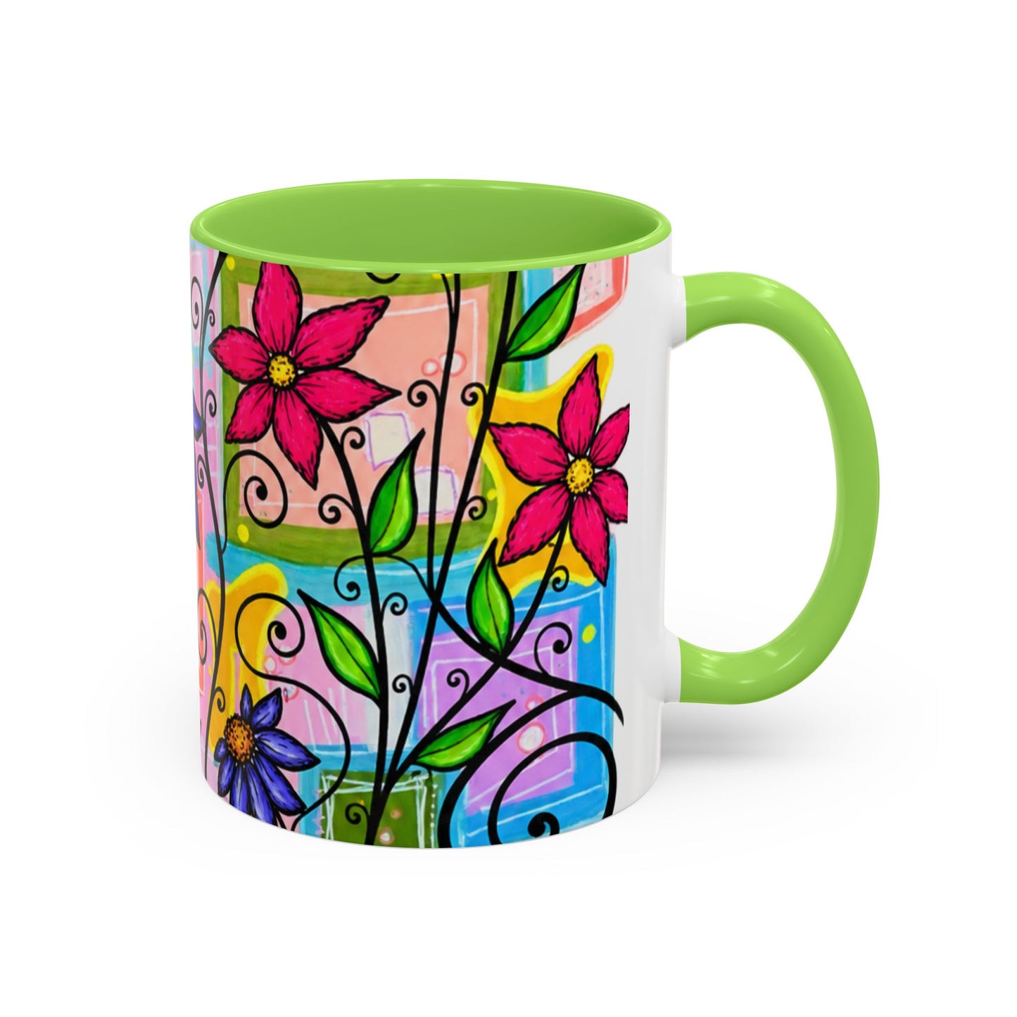 Colorful Floral Art Mug – Vibrant Hand-Painted Flowers (11oz, 15oz)