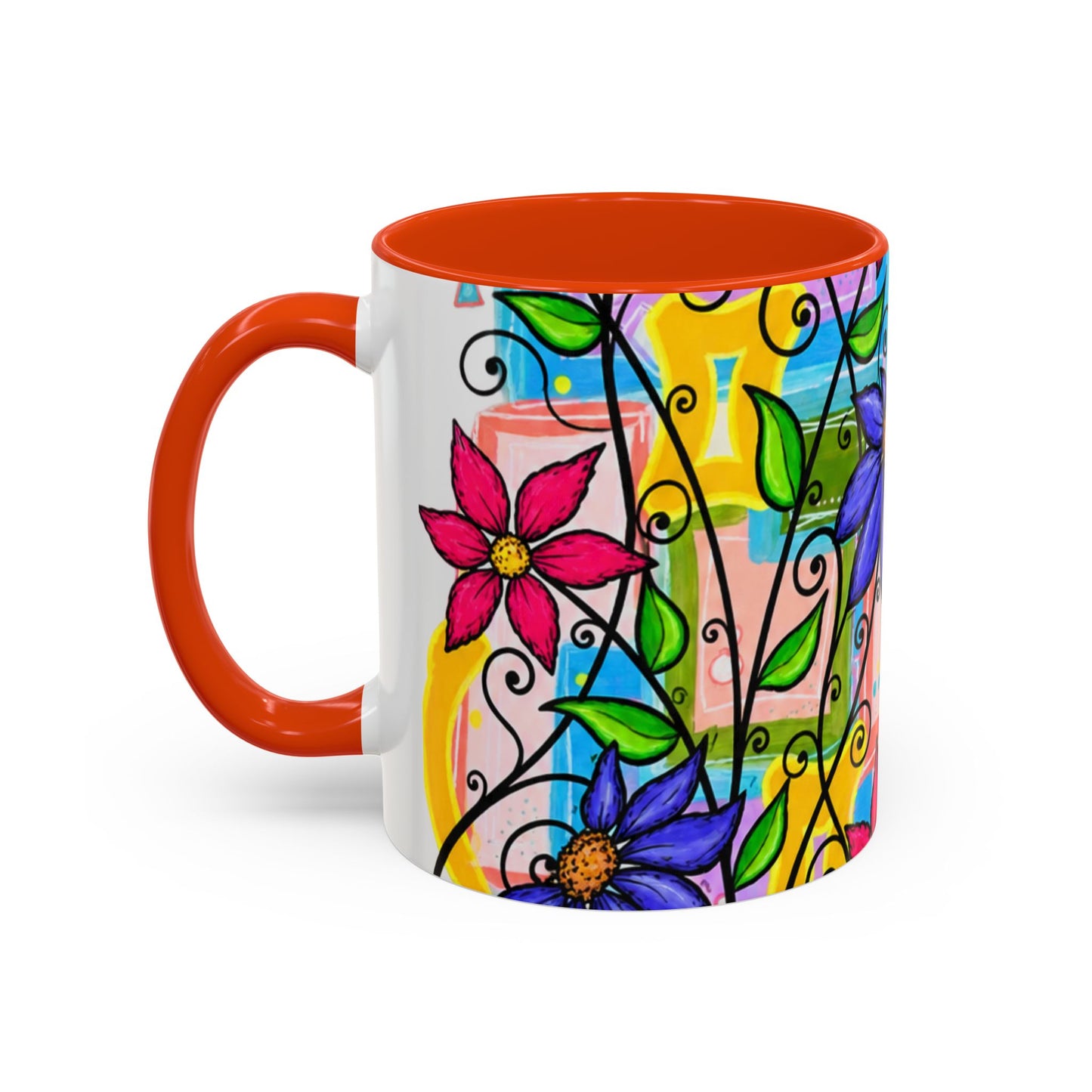 Colorful Floral Art Mug – Vibrant Hand-Painted Flowers (11oz, 15oz)
