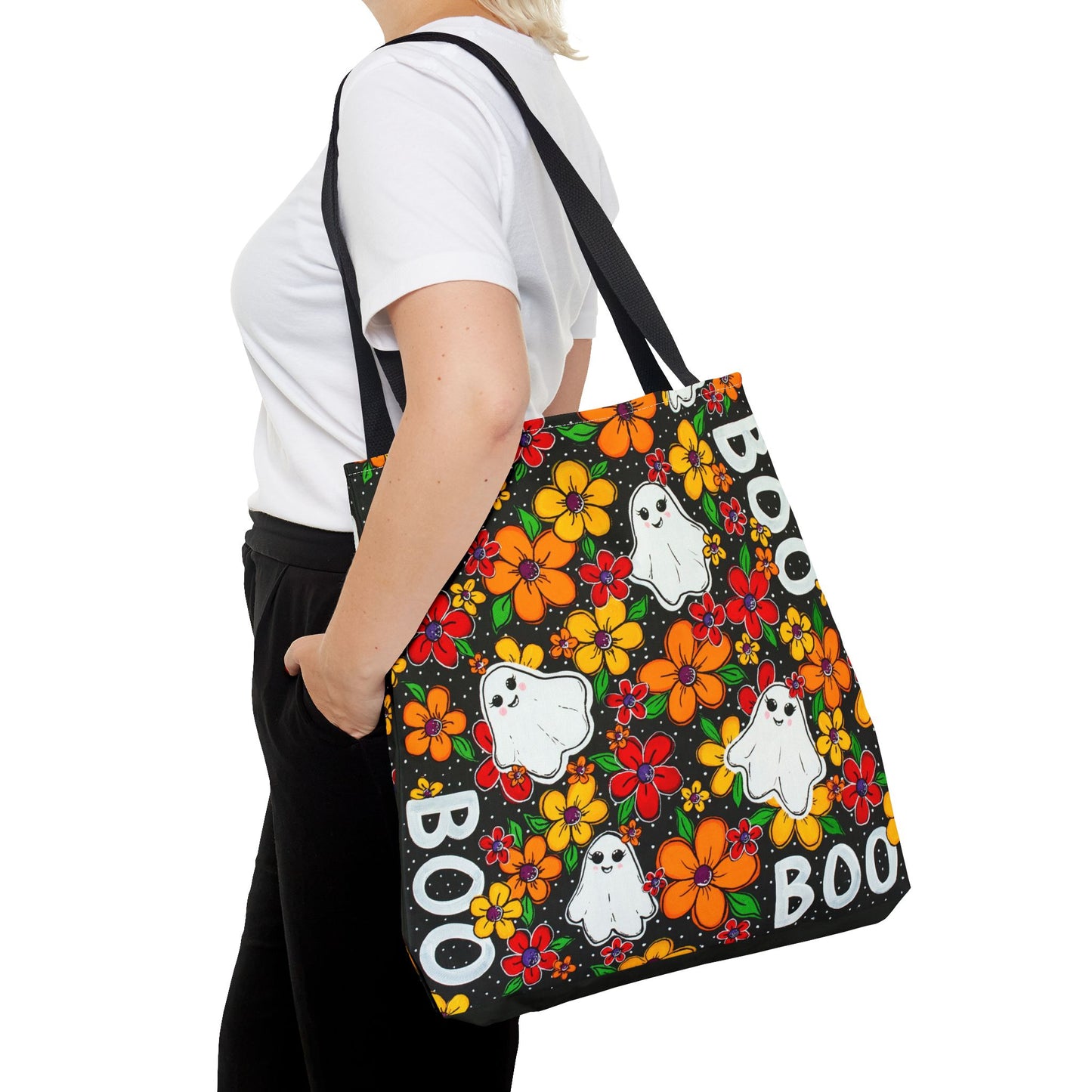 Halloween Ghosts in the Garden Tote Bag — Fall Season AOP Tote