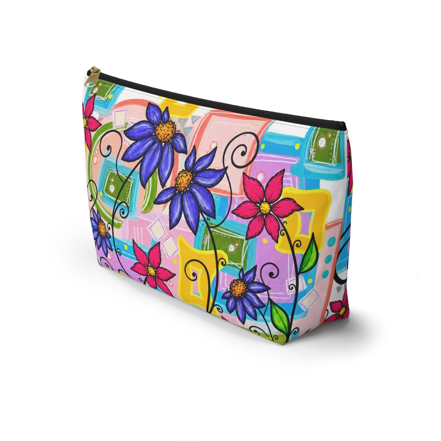 Colorful Floral Accessory Pouch — T‑Bottom Makeup & Travel Organizer