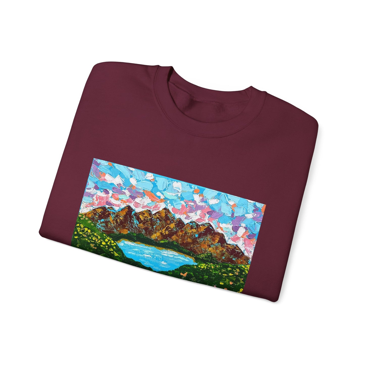 Colorful Mountain Landscape Sweatshirt - "Mountain Lullaby"