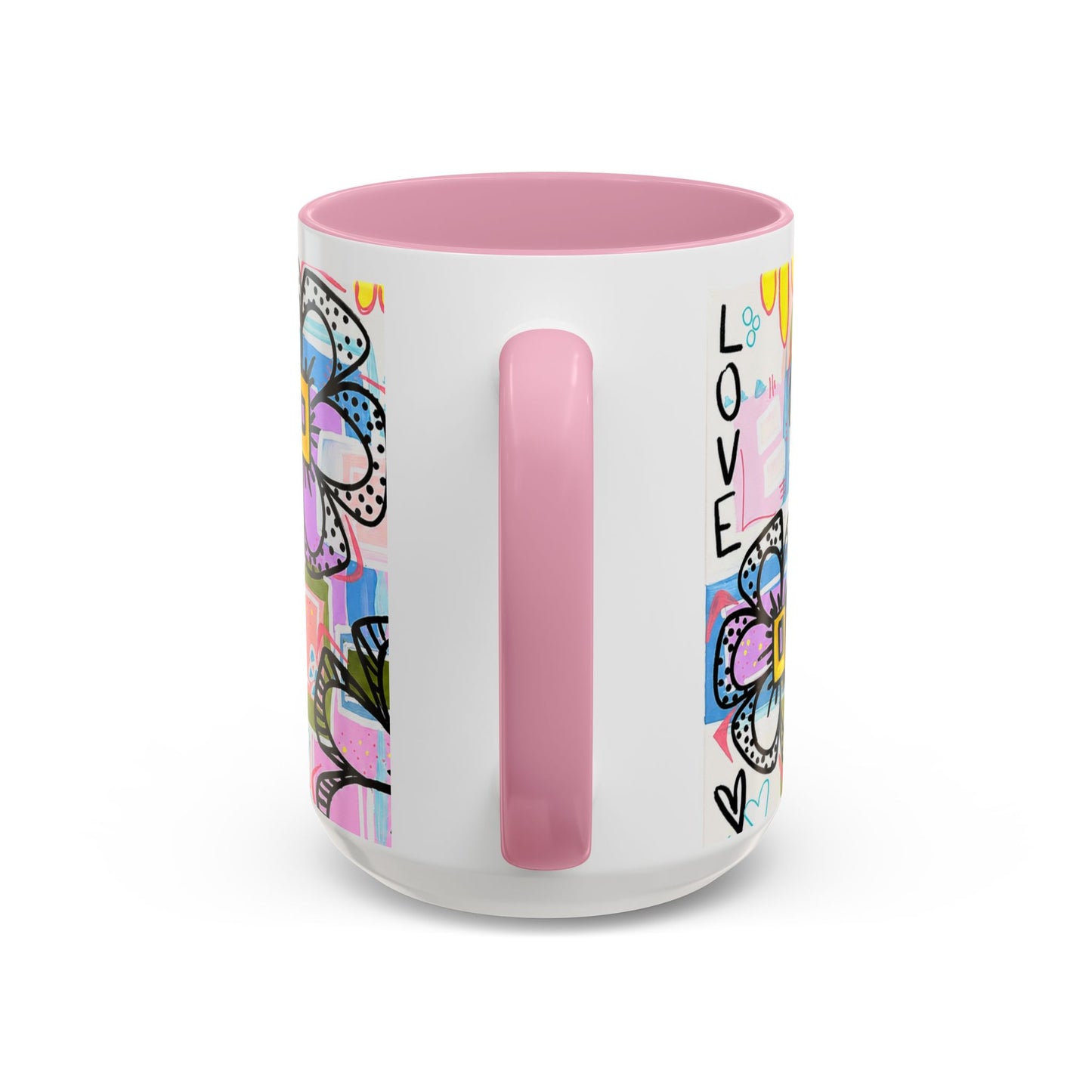 Colorful Floral Art Mug (11oz & 15oz) — Bright Hand-Drawn Flowers, Funky Pastel Coffee Cup