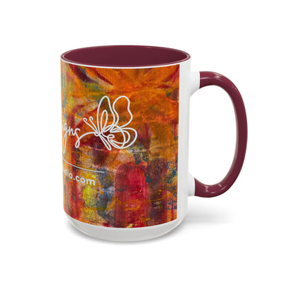 Colorful Abstract Art Mug (11oz & 15oz) — Hand-Painted Vibe, Logo Accent