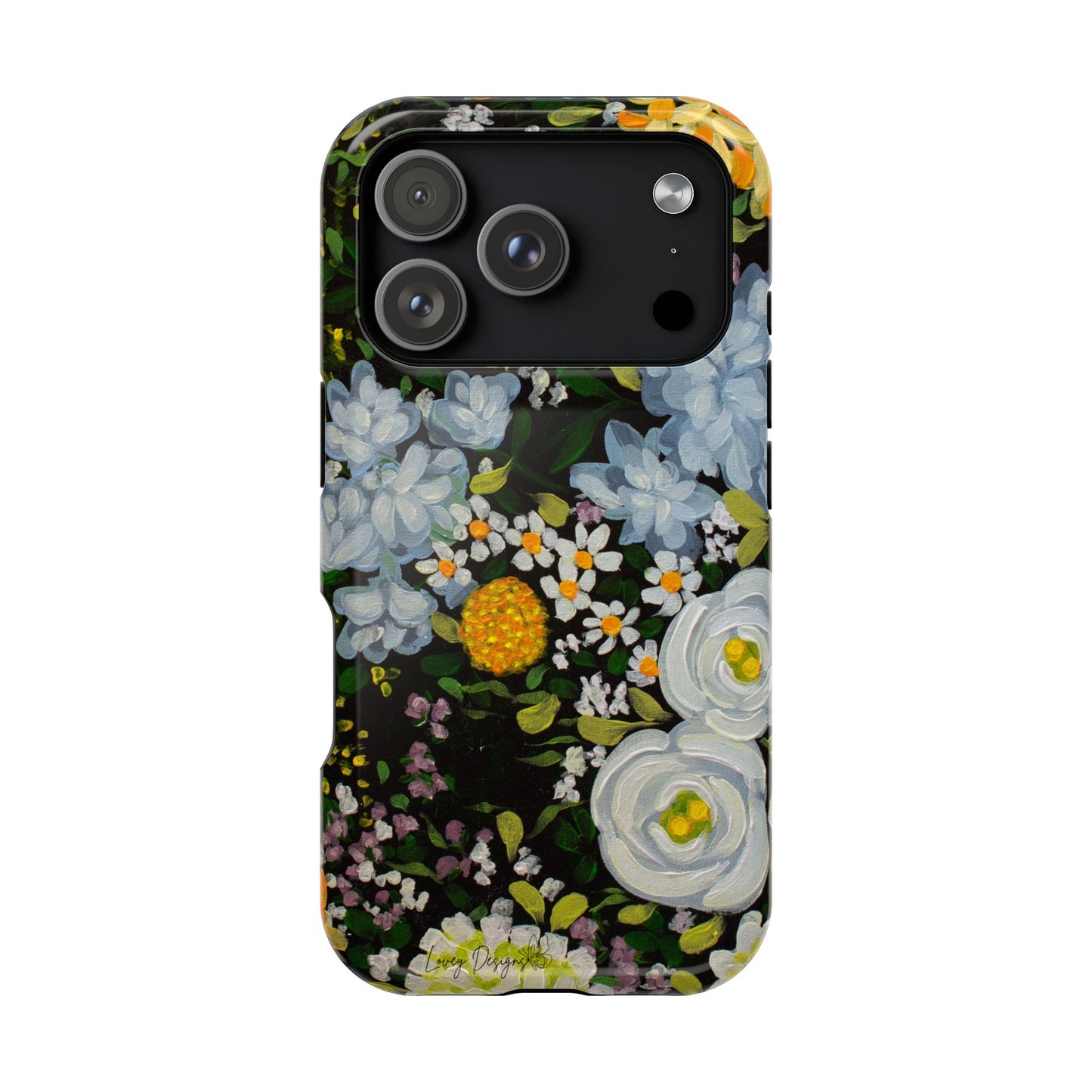 iPhone 16 & iPhone 17 Case - Midnight Garden Floral Design - Magnetic Impact-Resistant